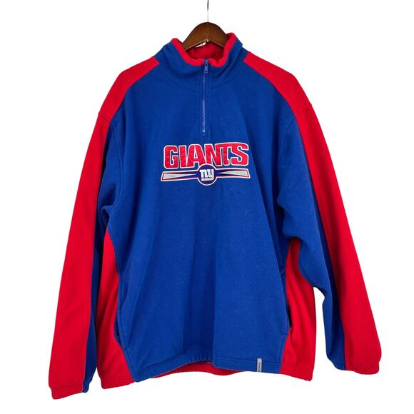 Vintage REEBOK NFL TEAM APPAREL NY GIANTS Zip Fleece Pullover Adult men size XL - Picture 1 of 7